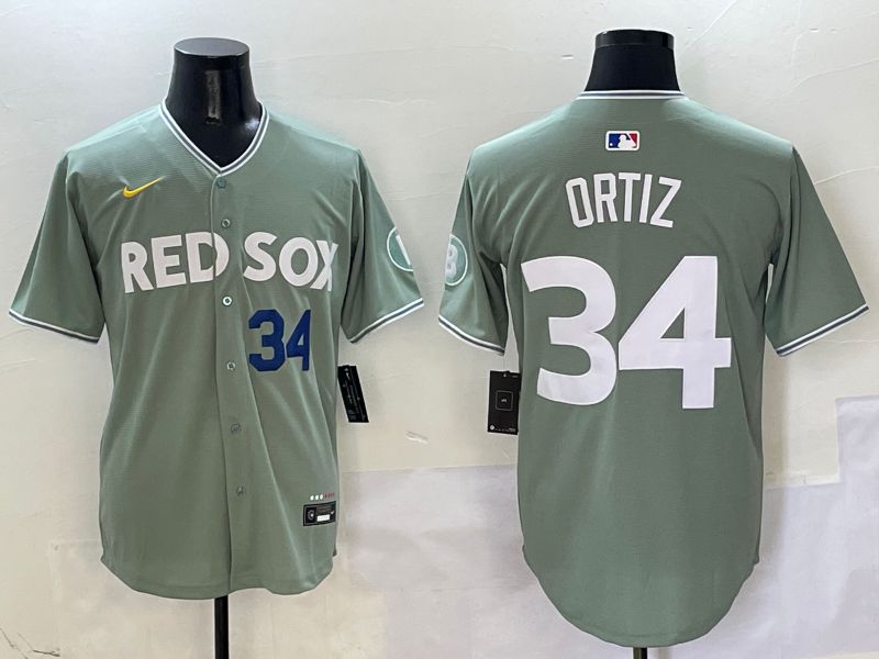 Men Boston Red Sox #34 Ortiz Green Joint Name Game Nike 2025 MLB Jersey style 4->boston red sox->MLB Jersey